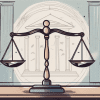 A balanced scale with symbols of justice