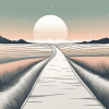 A serene landscape with a clear path leading towards a bright