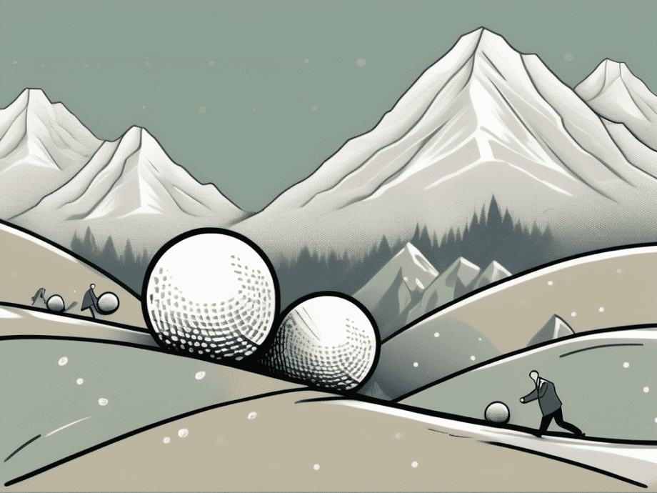 A snowball rolling down a hill