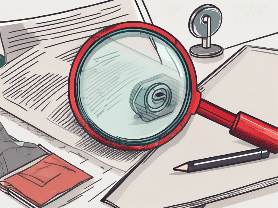 A magnifying glass focusing on a suspicious-looking contract