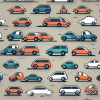 A variety of cars of different models and colors