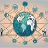 A digital transaction happening over a global network