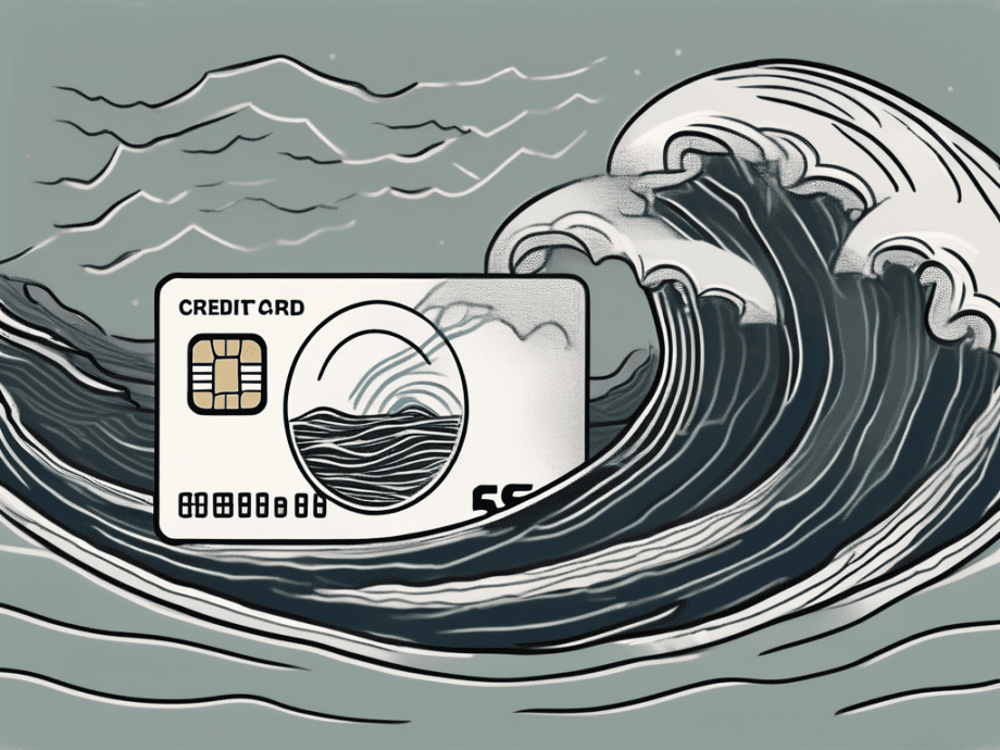 A credit card sinking into a stormy sea