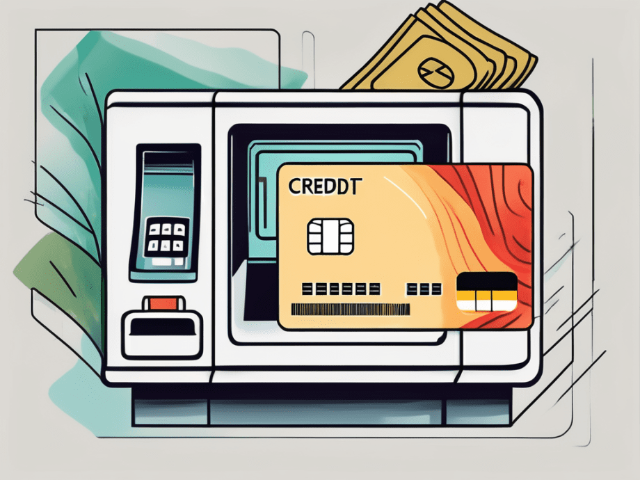 A credit card next to an atm machine