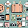 A suitcase filled with travel essentials like a map