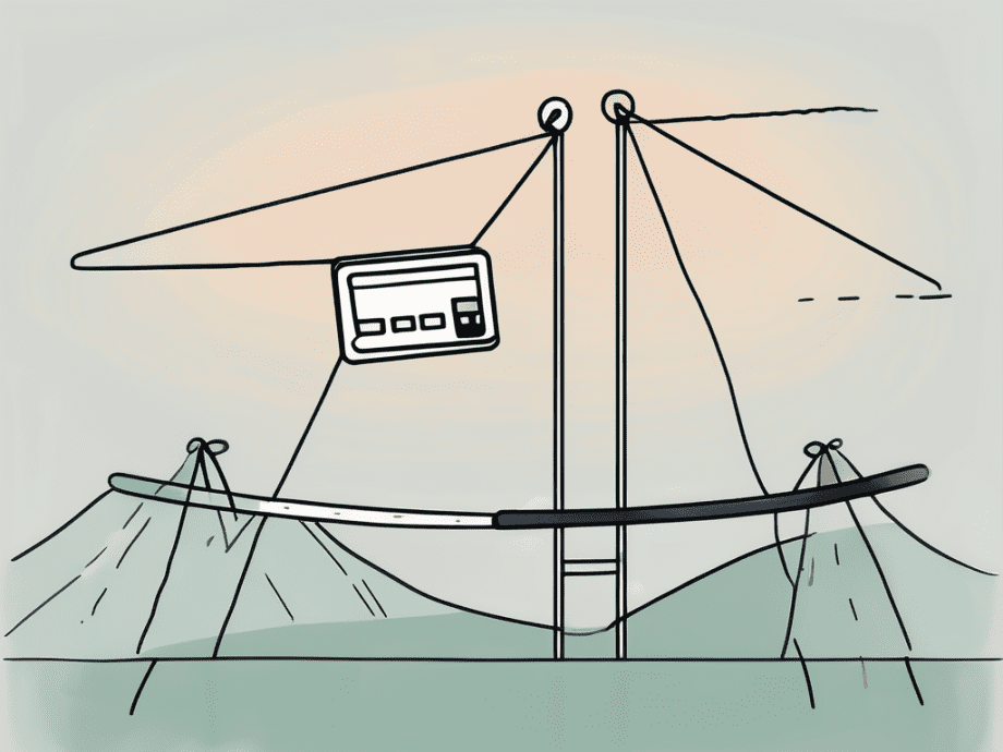 A credit card balanced on a tightrope