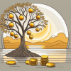 A money tree with golden coins as fruits